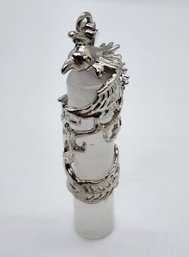 White Quartz Cylinder Phoenix Pendant In Silvertone