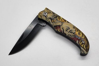 Cool Skull & Flames Pocket Knife