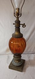 Vintage Hand Blown Amber Glass Lamp