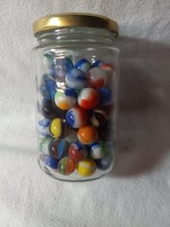 Small Jar Of Vintage Marbles