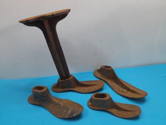 Vintage Cast Iron Shoe Molds And Stand