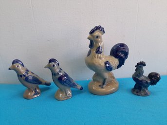 Blue Pottery Birds Lot #36