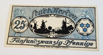 ANTIQUE....1920s  25 Pfennige  Bank Note  Notgeld German For 'Emergency Money' Perfect Condition