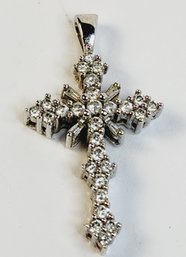 10k White Gold Diamond Cross Pendant