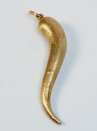 Huge 1 Of A Kind 14k Gold  Large  Italian Horn / Pepper Matte Finish Pendant