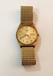 Lot #8 ~ Vintage Pulsar Goldtone Quartz Mens Dress Watch ~ 8.75' ~ No Back Plate