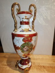 Porcelain Urn With Handles, French Courting Couple Scene