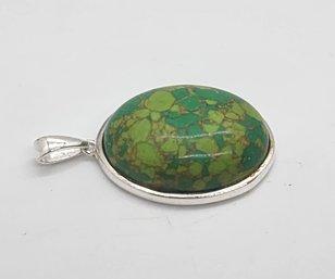 Mojave Green Turquoise Solitaire Pendant In Sterling