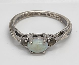 Vintage Opal & Amethyst Ring In Sterling