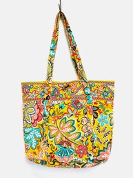 Retired Vera Bradley Provencal Bright Yellow Tote Bag With Toggle Closure