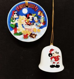 Two Vintage Walt Disney's Mickey Mouse Collectable Christmas Tree Ornaments