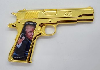 Large President Trump 45 Paperweight Challenge Coin In The Shape Of A Pistol