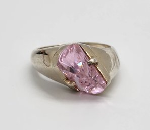 Vintage Pink CZ Ring In Sterling Silver