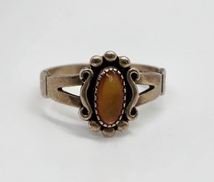 Vintage Sterling Silver Ring With Orange Stone