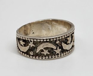 Vintage Moons & Stars Ring In Sterling