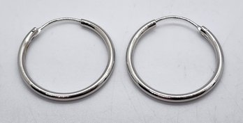 Rhodium Over Sterling Hoop Earrings