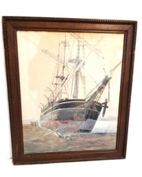 Vintage Framed Original Sailboat Watercolor Painting By Charles Biesel Signed/dated