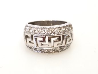 Greek Key Pattern Sterling Silver Ring Size 8