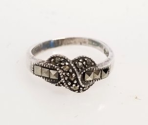 Vintage 925 Sterling Silver And Marcasite Ring Size 8.5