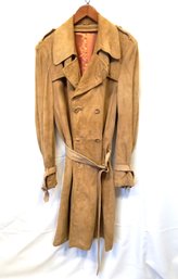 Men's  Double-Breasted Suede Trench Coat Size 44/XL