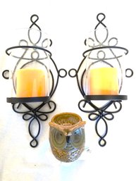 Better Homes & Gardens Wall Sconce Pillar Candle Holders And Scentsy Spotted Owl Mini Wax Warmer