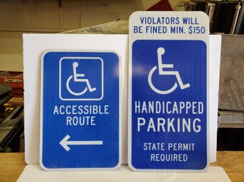 Two New Metal Handicap Parking & Accessible Signs (Lot A)