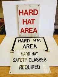 Wood, Corrugated Plastic & Metal Hard Hat Work Area Shop Signs (Lot C)