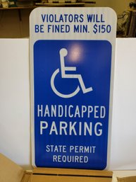 Four New Blue/white Metal Handicap Parking Signs(Lot E)