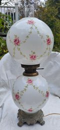 Vintage Gone With The Wind Hurricane Lamp Works Tested.  Hand Painted