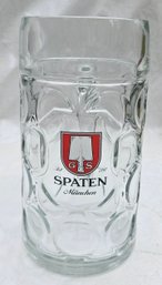 Vintage Spaten Munchen 1 Liter Dimpled Austrian Oktoberfest Beer Glass Stein