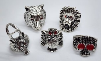 5 Novelty Men's Rings In Various Sizes