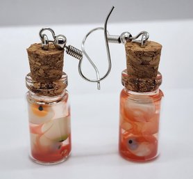 Creepy Eyeballs In Jars Novelty Earrings