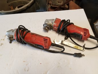 Two Milwaukee Corded Electric Angle Grinders