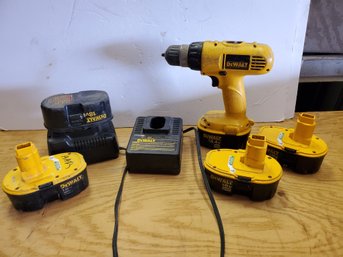 DeWalt Drill With Assortment Of Batteries & Battery Charges - 14V & 18V