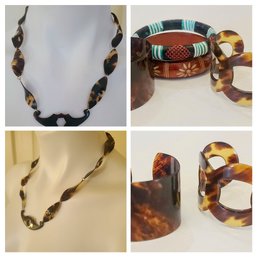 Tortoise Shell Cuffs With Tribal Bangles With Tortoise Necklace