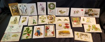 Lot Of 25 Vintage 1910 Postcards ~ Christmas ~ New Years ~ Easter ~ 1909 - 1916