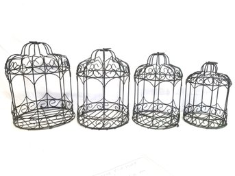 4 Vintage Small Metal Hanging Open Bird Cages