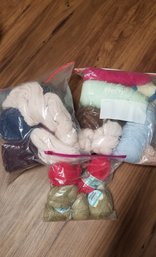 Lot Of Remnant Yarn, Various Colors And Types