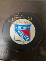 Signed Hockey Puck, Jeff Beukeboom, NY Rangers