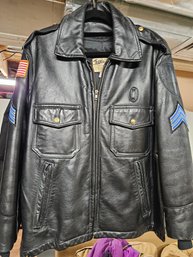 Vintage Police Leather Motorcycle Jacket Taylors Leatherwear Size 42S