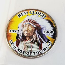 Colorized Kennedy Half Dollar - RED CLOUD - Legends Of  The West