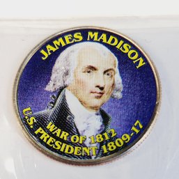 Colorized Kennedy Half Dollar - War Of  1812 - James Madison