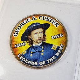 Colorized Kennedy Half Dollar - George Custer - Legends Of The West