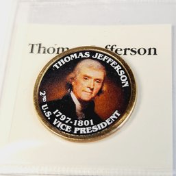 Colorized Presidential  Golden Dollar - Thomas Jefferson  2nd Vice President