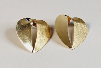 Super Kool 14k Yellow Gold Heart Earrings