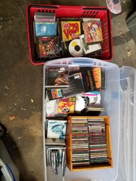 Massive Lot Of Miscellaneous DVDs And CDs, Approx 200-300 - 2 Bins