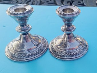 Sterling Silver Weighted Candle Holders By  Crest Silver Co.