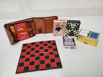 Assorted Vintage Playing Cards & Travel Game Set