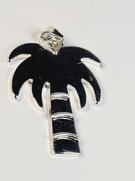 Silver Tone Palm Tree Pendant