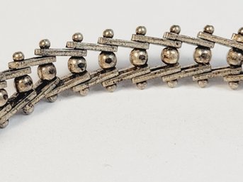 Unique Vintage Italian Sterling Silver Railroad Link Bracelet